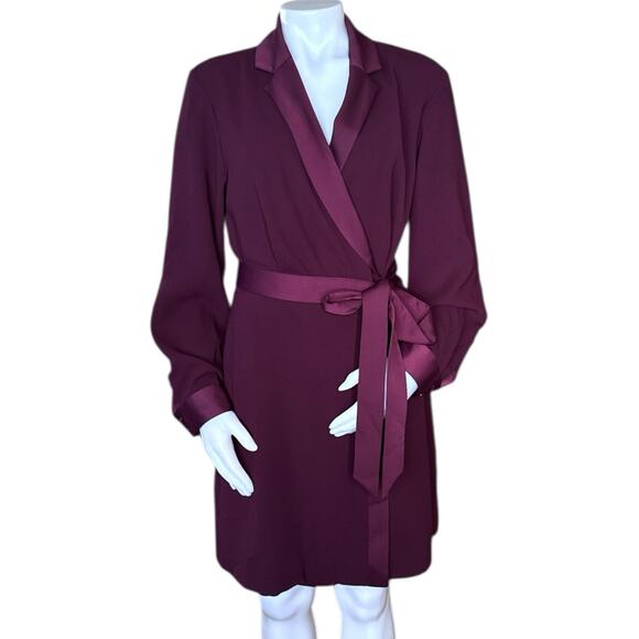 Claudie Pierlot Women's Purple Pleated Cady Mini Wrap Dress Size 40 Us 8 - Picture 1 of 13